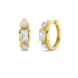2.5CTW Emerald Shaped Lab Grown Diamond (G/VS) Three Stone Earrings in 14K Gold