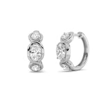 2.5CTW Oval Shaped Lab Grown Diamond (F/VS) Three Stone Huggie Earrings in 14K Gold