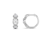 2.5CTW Oval Shaped Lab Grown Diamond (G/VS) Three Stone Huggie Earrings in 14K Gold