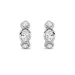 2.5CTW Oval Shaped Lab Grown Diamond (G/VS) Three Stone Huggie Earrings in 14K Gold