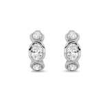 2.5CTW Oval Shaped Lab Grown Diamond (G/VS) Three Stone Huggie Earrings in 14K Gold