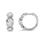 2.5Cttw Oval Shaped Lab Grown Diamond (F/VVS) Three Stone Huggie Earrings in 14K Gold