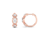 2.5CTW Oval Shaped Lab Grown Diamond (F/VVS) Three Stone Huggie Earrings in 14K Gold