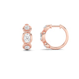 2.5CTW Oval Shaped Lab Grown Diamond (F/VVS) Three Stone Huggie Earrings in 14K Gold