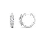 2.5CTW Oval Shaped Lab Grown Diamond (F/VS) Three Stone Huggie Earrings in 14K Gold