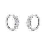2.5CTW Oval Shaped Lab Grown Diamond (F/VS) Three Stone Huggie Earrings in 14K Gold