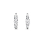 2.5CTW Oval Shaped Lab Grown Diamond (F/VS) Three Stone Huggie Earrings in 14K Gold