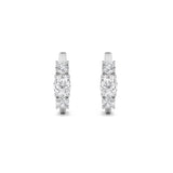 2.5CTW Oval Shaped Lab Grown Diamond (F/VS) Three Stone Huggie Earrings in 14K Gold