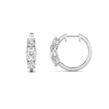 2.5CTW Oval Shaped Lab Grown Diamond (G/VS) Three Stone Huggie Earrings in 14K Gold