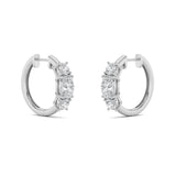 2.5CTW Oval Shaped Lab Grown Diamond (G/VS) Three Stone Huggie Earrings in 14K Gold