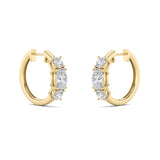 2.5CTW Oval Shaped Lab Grown Diamond (F/VS) Three Stone Huggie Earrings in 14K Gold
