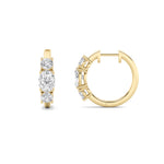 2.5CTW Oval Shaped Lab Grown Diamond (G/VS) Three Stone Huggie Earrings in 14K Gold