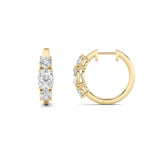 2.5CTW Oval Shaped Lab Grown Diamond (G/VS) Three Stone Huggie Earrings in 14K Gold