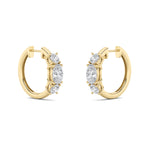 2.5CTW Oval Shaped Lab Grown Diamond (G/VS) Three Stone Huggie Earrings in 14K Gold