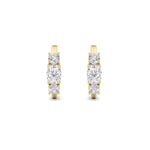 2.5CTW Oval Shaped Lab Grown Diamond (G/VS) Three Stone Huggie Earrings in 14K Gold