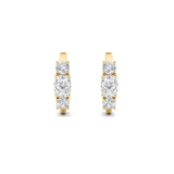 2.5CTW Oval Shaped Lab Grown Diamond (G/VS) Three Stone Huggie Earrings in 14K Gold