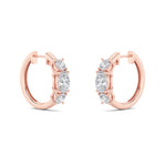 2.5CTW Oval Shaped Lab Grown Diamond (F/VS) Three Stone Huggie Earrings in 14K Gold