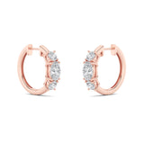 2.5CTW Oval Shaped Lab Grown Diamond (F/VS) Three Stone Huggie Earrings in 14K Gold