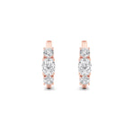 2.5CTW Oval Shaped Lab Grown Diamond (F/VS) Three Stone Huggie Earrings in 14K Gold