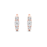 2.5CTW Oval Shaped Lab Grown Diamond (F/VS) Three Stone Huggie Earrings in 14K Gold