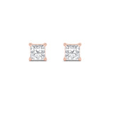 1CTW Princess Shaped Lab Grown Diamond (G/VS) Classic Basket Set Stud Earrings in 14K Gold