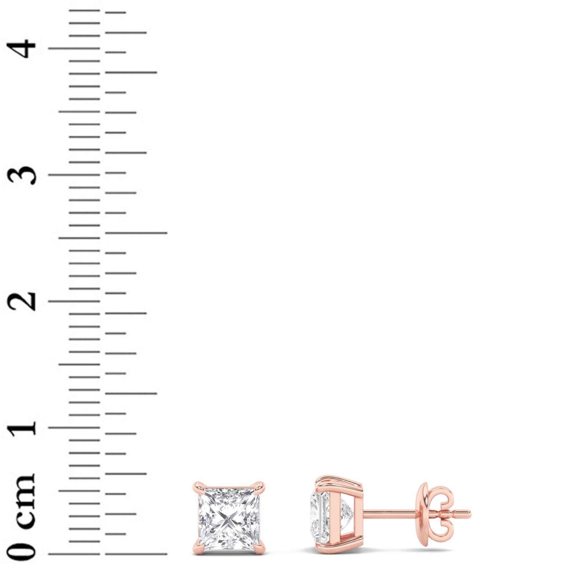 2CTW Princess Shaped Lab Grown Diamond (F/VS) Classic Basket Set Stud Earrings in 14K Gold
