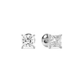 3CTW Princess Shaped Lab Grown Diamond (F/VS) Classic Basket Set Stud Earrings in 14K Gold