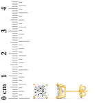 3CTW Princess Shaped Lab Grown Diamond (G/VS) Classic Basket Set Stud Earrings in 14K Gold
