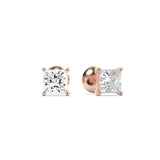 3CTW Princess Shaped Lab Grown Diamond (F/VS) Classic Basket Set Stud Earrings in 14K Gold