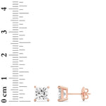 3CTW Princess Shaped Lab Grown Diamond (F/VS) Classic Basket Set Stud Earrings in 14K Gold