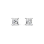4CTW Princess Shaped Lab Grown Diamond (F/VS) Classic Basket Set Stud Earrings in 14K Gold