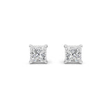 4CTW Princess Shaped Lab Grown Diamond (F/VS) Classic Basket Set Stud Earrings in 14K Gold