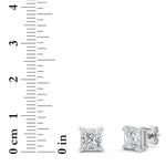 4CTW Princess Shaped Lab Grown Diamond (F/VS) Classic Basket Set Stud Earrings in 14K Gold