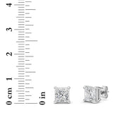 4CTW Princess Shaped Lab Grown Diamond (G/VS) Classic Basket Set Stud Earrings in 14K Gold