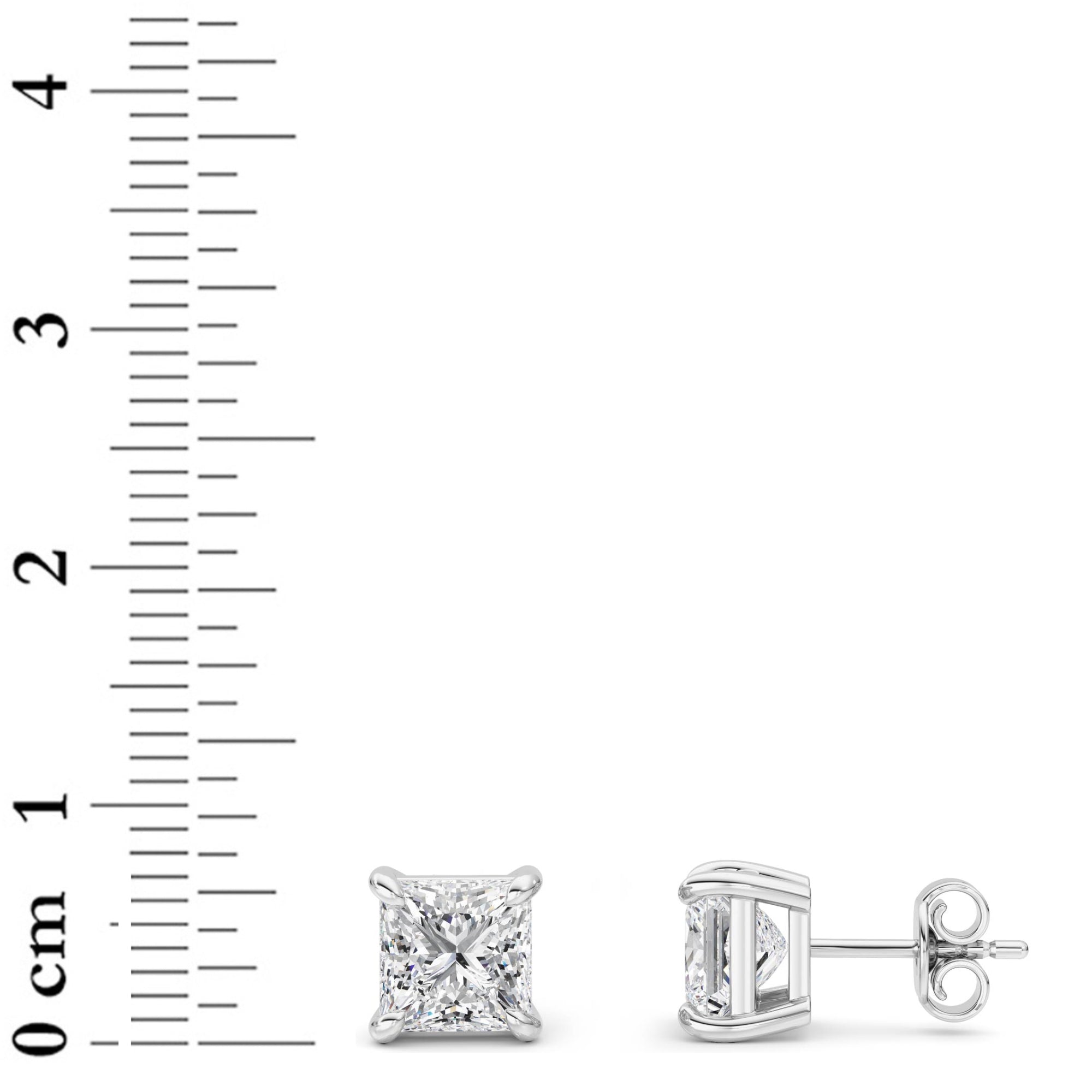 5CTW Princess Shaped Lab Grown Diamond (G/VS) Classic Basket Set Stud Earrings in 14K Gold