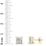 5CTW Princess Shaped Lab Grown Diamond (F/VS) Classic Basket Set Stud Earrings in 14K Gold