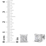 6CTW Princess Shaped Lab Grown Diamond (F/VS) Classic Basket Set Stud Earrings in 14K Gold