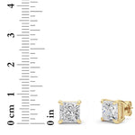 6CTW Princess Shaped Lab Grown Diamond (F/VS) Classic Basket Set Stud Earrings in 14K Gold