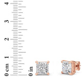 6CTW Princess Shaped Lab Grown Diamond (F/VS) Classic Basket Set Stud Earrings in 14K Gold