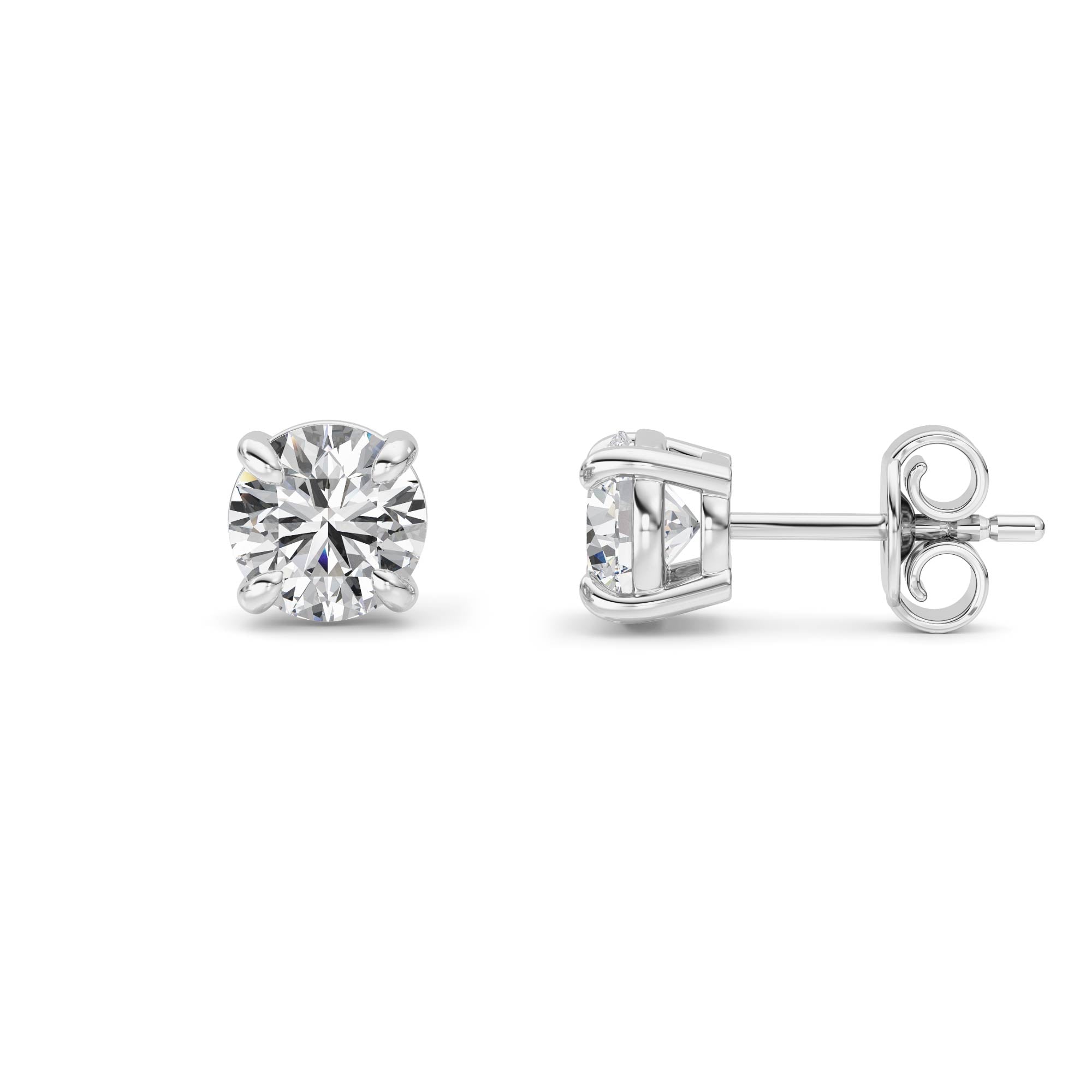 1CTW Round Shaped Lab Grown Diamond (F/VS) Classic Basket Set Stud Earrings in 14K Gold