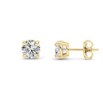 1CTW Round Shaped Lab Grown Diamond (F/VS) Classic Basket Set Stud Earrings in 14K Gold