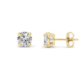 1CTW Round Shaped Lab Grown Diamond (F/VS) Classic Basket Set Stud Earrings in 14K Gold