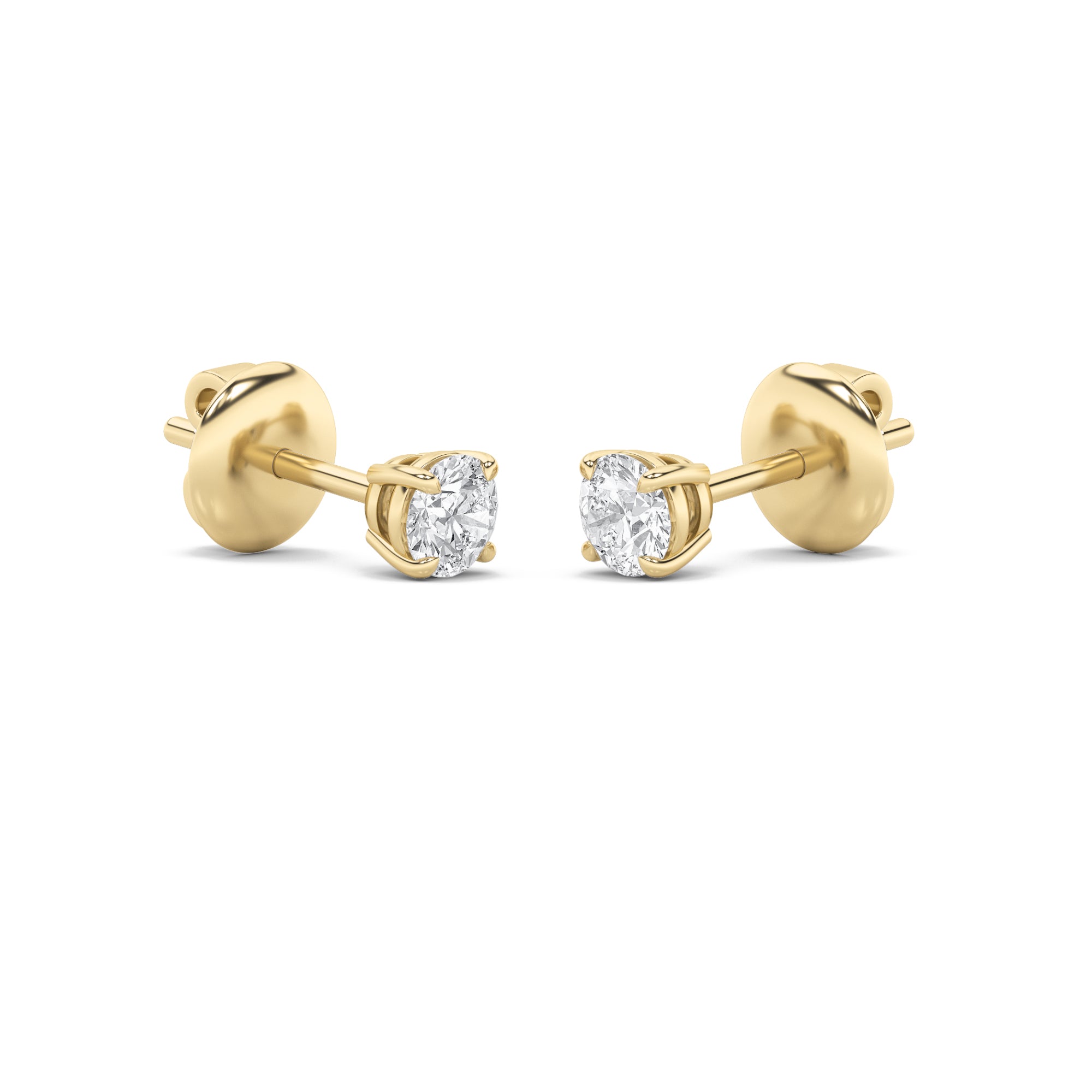 1CTW Round Shaped Lab Grown Diamond (G/VS) Classic Basket Set Stud Earrings in 14K Gold