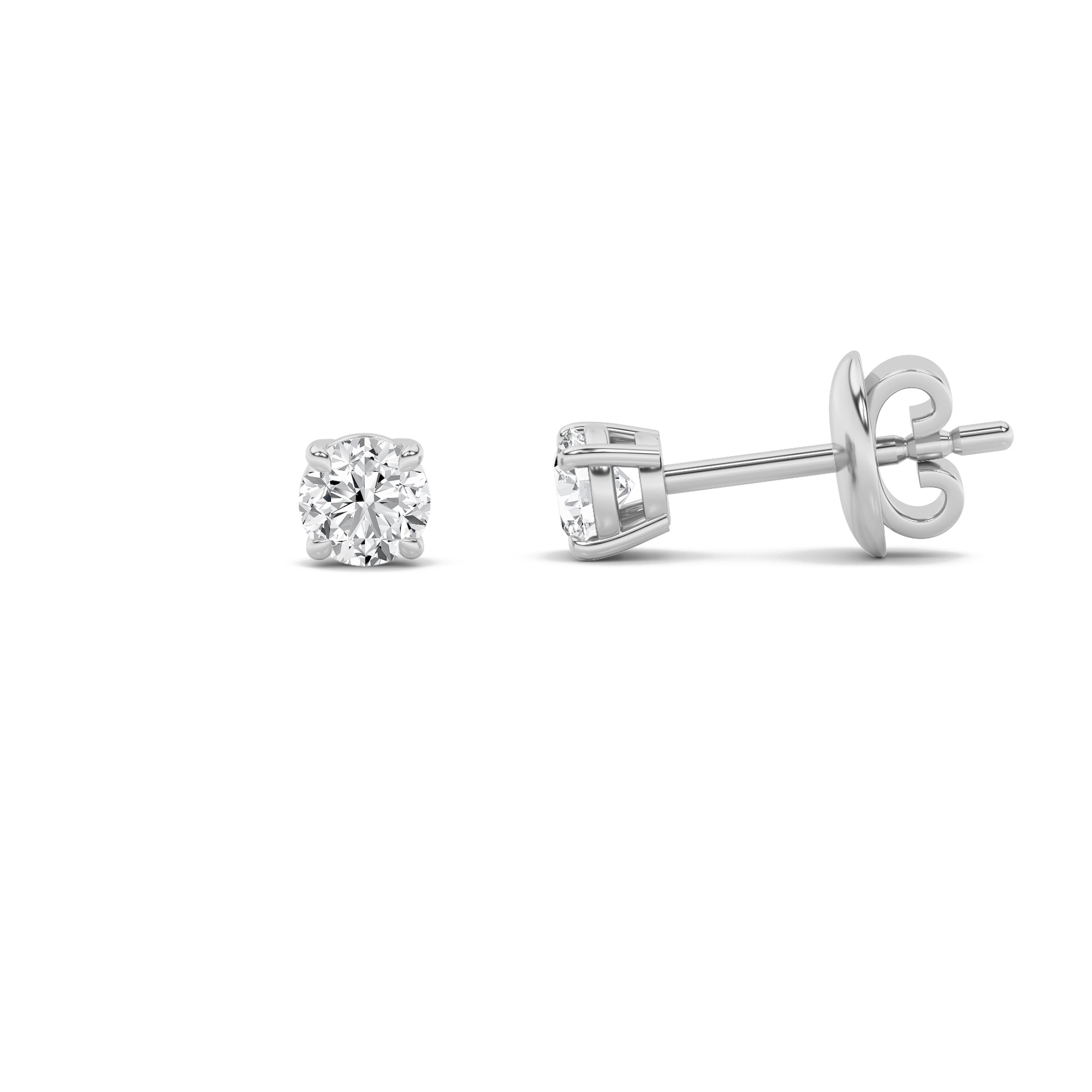 2CTW Round Shaped Lab Grown Diamond (F/VS) Classic Basket Set Stud Earrings in 14K Gold