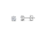 2CTW Round Shaped Lab Grown Diamond (G/VS) Classic Basket Set Stud Earrings in 14K Gold