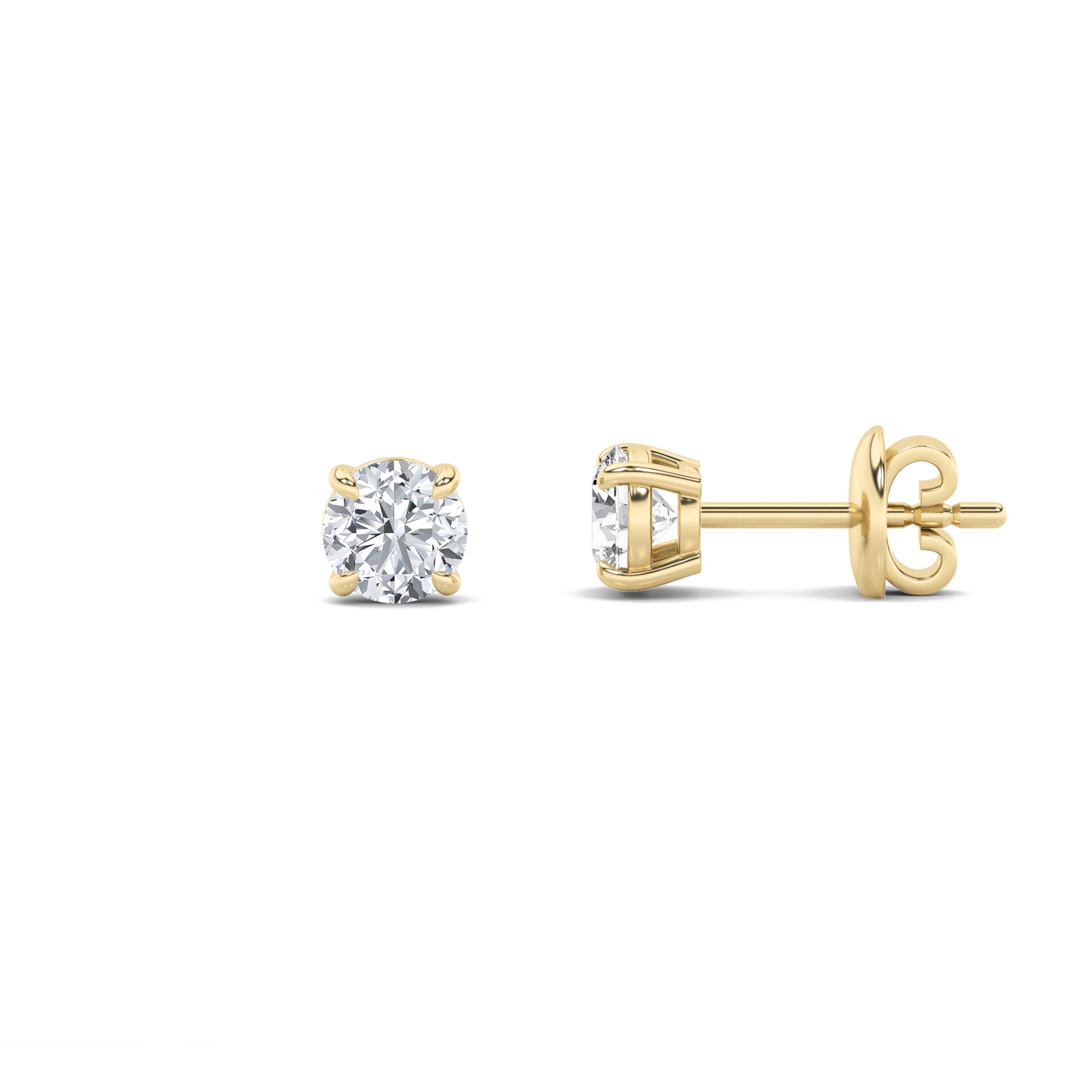 2CTW Round Shaped Lab Grown Diamond (G/VS) Classic Basket Set Stud Earrings in 14K Gold
