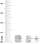 3CTW Round Shaped Lab Grown Diamond (F/VS) Classic Basket Set Stud Earrings in 14K Gold
