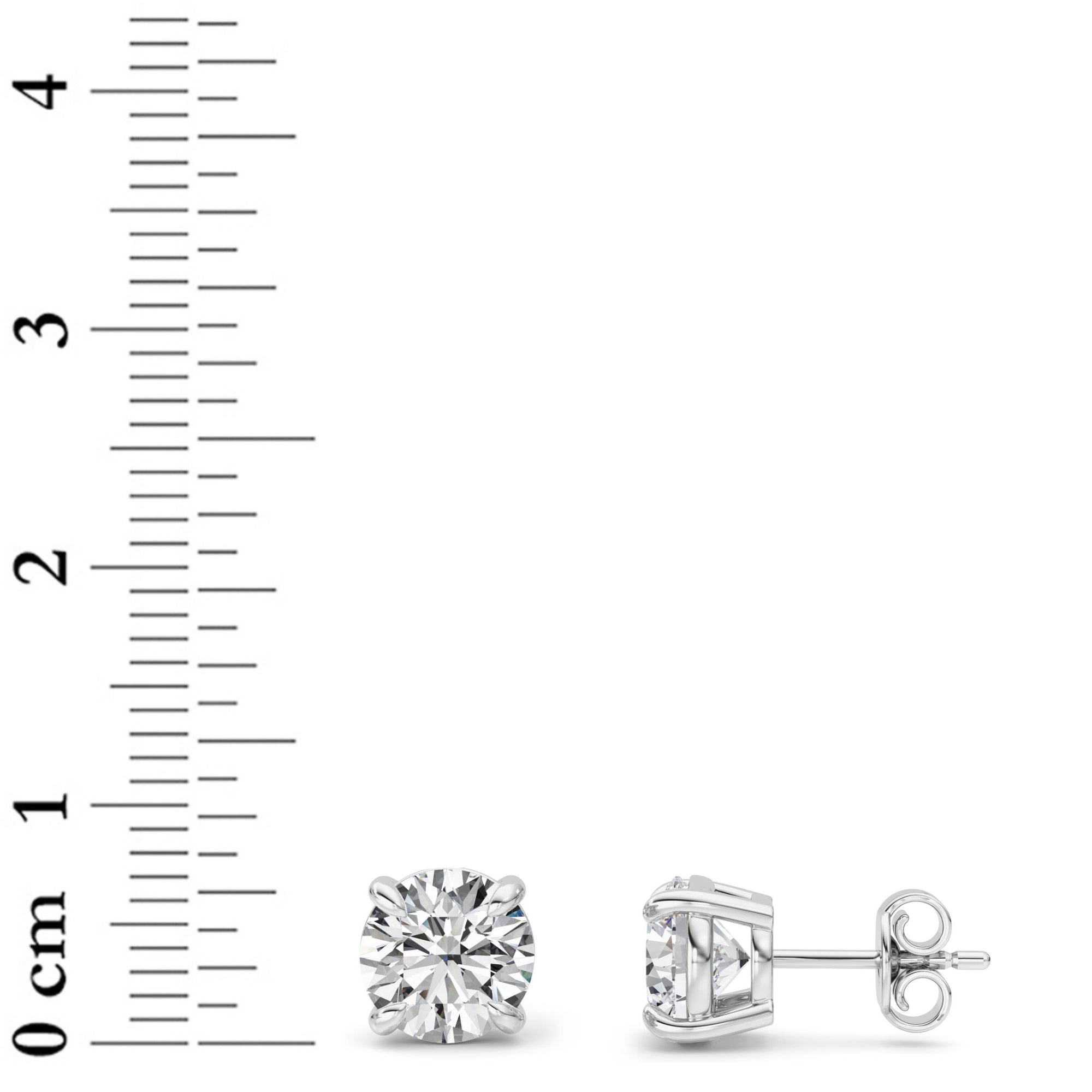 3CTW Round Shaped Lab Grown Diamond (G/VS) Classic Basket Set Stud Earrings in 14K Gold