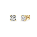 3CTW Round Shaped Lab Grown Diamond (G/VS) Classic Basket Set Stud Earrings in 14K Gold