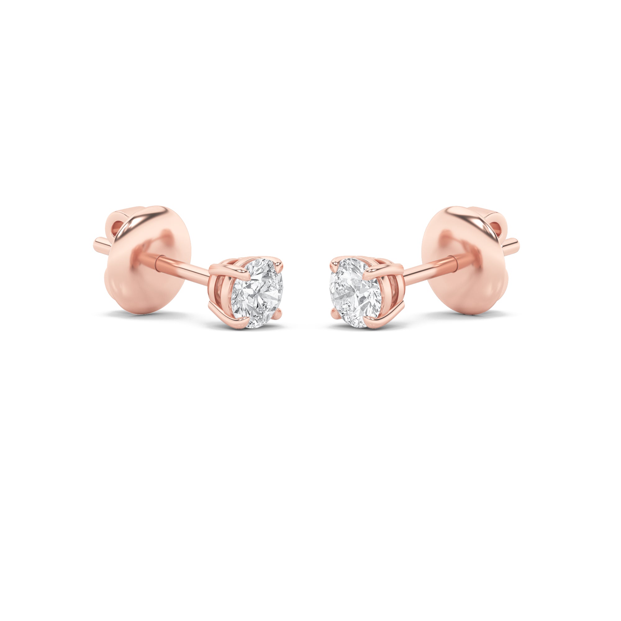 3CTW Round Shaped Lab Grown Diamond (F/VS) Classic Basket Set Stud Earrings in 14K Gold